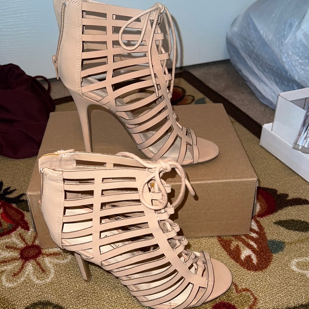 New Nude Lace up Heels